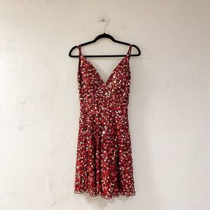 NEW Ashley Lauren Sequin HoCo Mini Dress 4248 in Red Gold Size 4